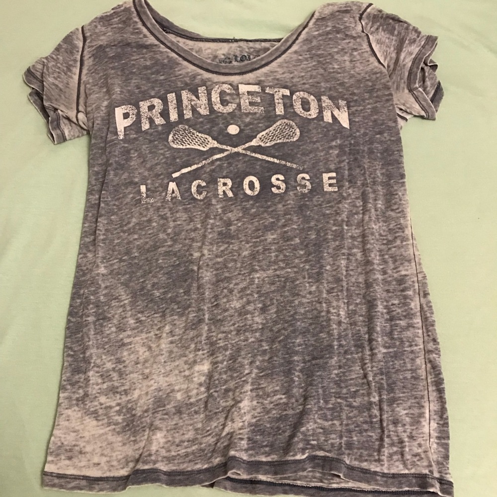 Distressed Princeton lacrosse (gray/navy) T-shirt